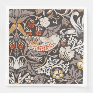 William Morris Strawberry Thief Charcoal Ochre Paper Dinner Napkins