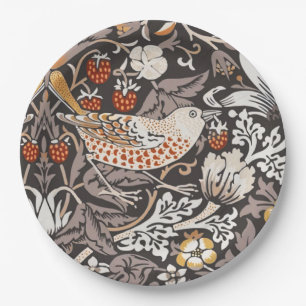 William Morris Strawberry Thief Charcoal Ochre Paper Plates