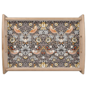 William Morris Strawberry Thief Charcoal Ochre Serving Tray