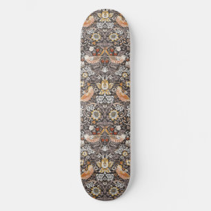 William Morris Strawberry Thief Charcoal Ochre Skateboard