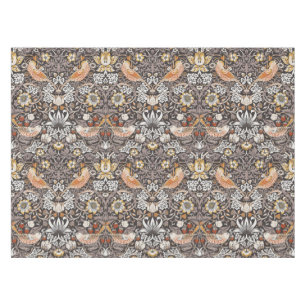 William Morris Strawberry Thief Charcoal Ochre Tablecloth