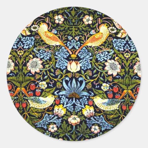 William Morris Strawberry Thief  Classic Round Sticker