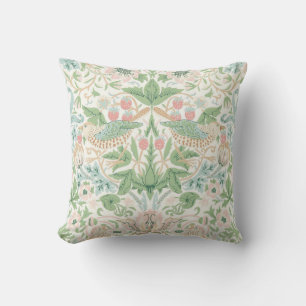 William Morris Strawberry Thief Cochineal Willow Throw Pillow