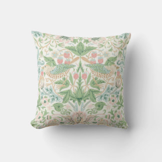 William Morris Strawberry Thief Cochineal Willow Throw Pillow