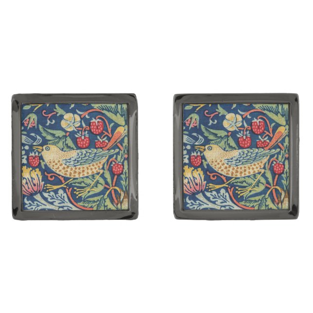 William Morris - Strawberry Thief Cufflinks (Front)
