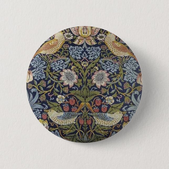 William Morris Strawberry Thief Design 1883 Button (Front)