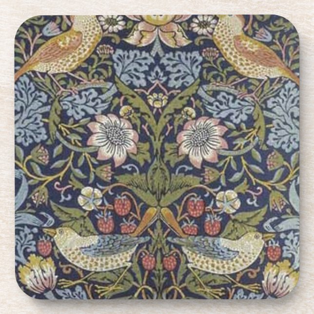 William Morris Strawberry Thief Design 1883 Drink Coaster (Front)