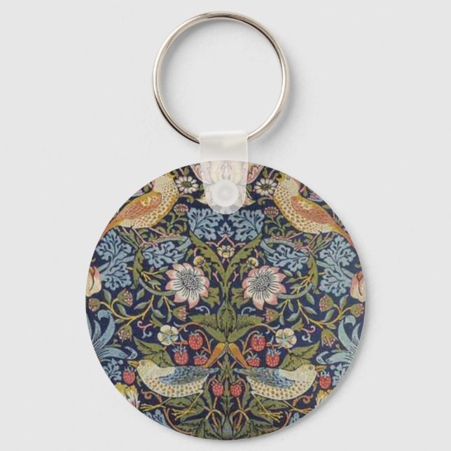 William Morris Strawberry Thief Design 1883 Keychain (Front)