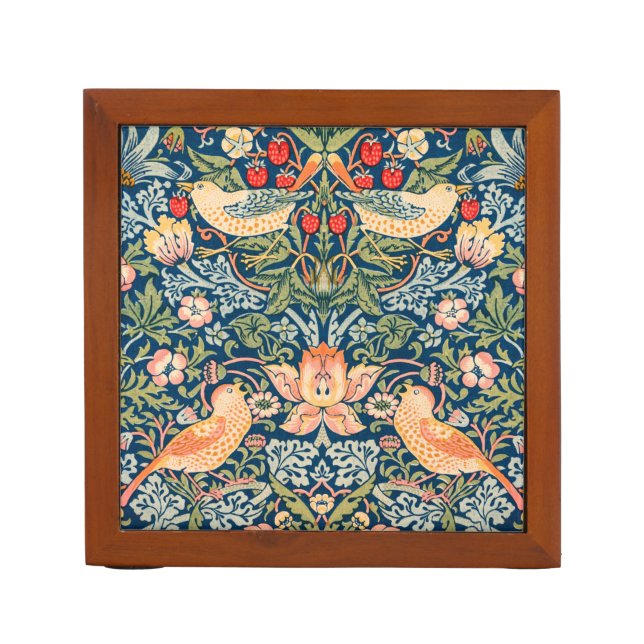 William Morris Strawberry Thief Design Desk Organizer (Front)