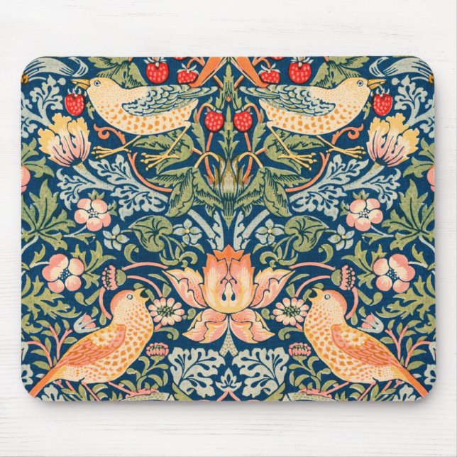 William Morris Strawberry Thief Design Mouse Pad (Front)