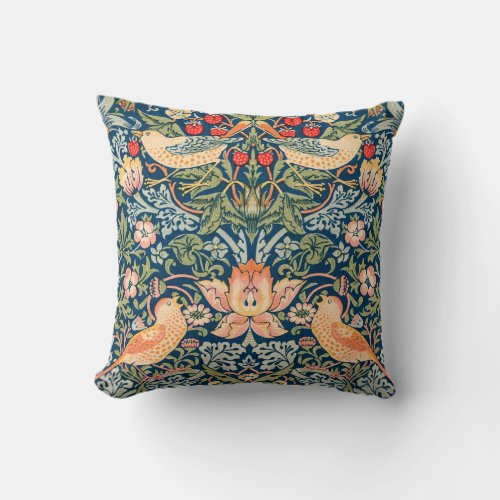 William Morris Strawberry Thief Design Throw Pillow