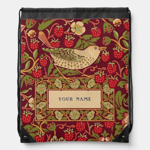 William Morris Strawberry Thief Drawstring Bag