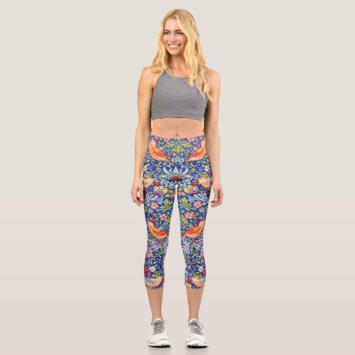 William Morris Strawberry thief famous painting Capri Leggings