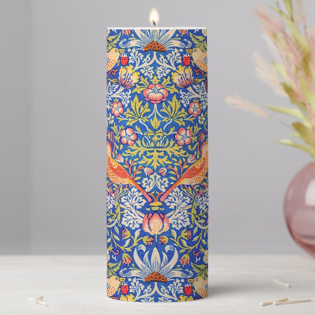 William Morris Strawberry thief famous painting Pillar Candle (In Situ)