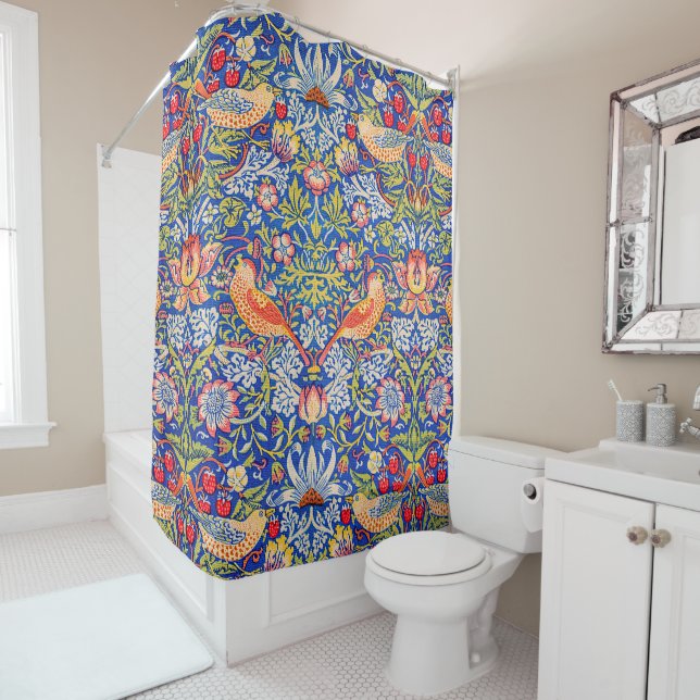 William Morris Strawberry thief famous painting  Shower Curtain (In Situ)