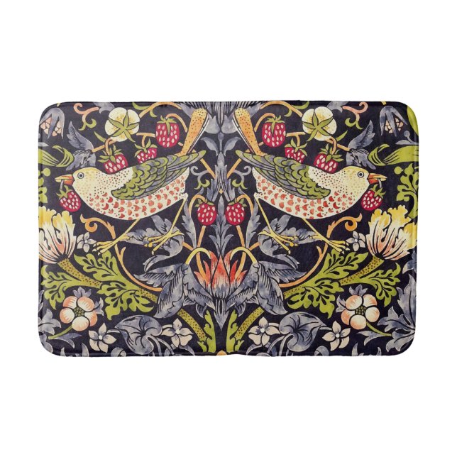 William Morris Strawberry Thief Floral Art Nouveau Bathroom Mat (Front)