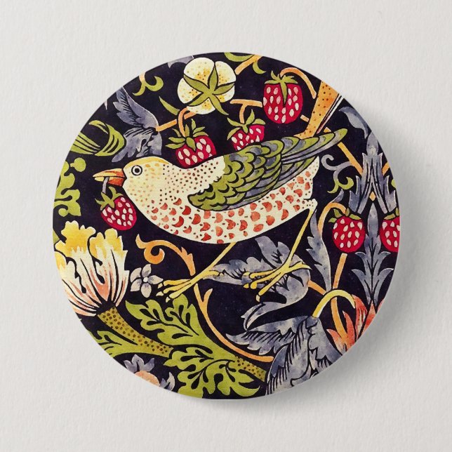 William Morris Strawberry Thief Floral Art Nouveau Button (Front)