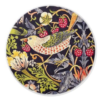 William Morris Strawberry Thief Floral Art Nouveau Ceramic Knob by artfoxx at Zazzle