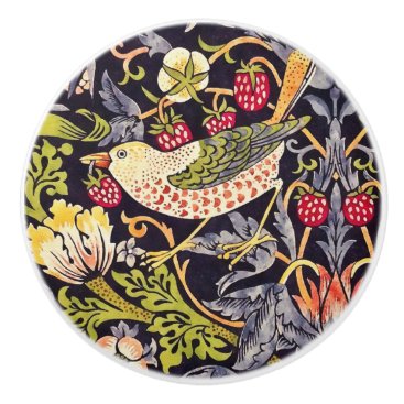 William Morris Strawberry Thief Floral Art Nouveau Ceramic Knob