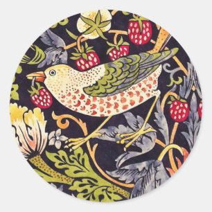 William Morris Strawberry Thief Floral Art Nouveau Classic Round Sticker