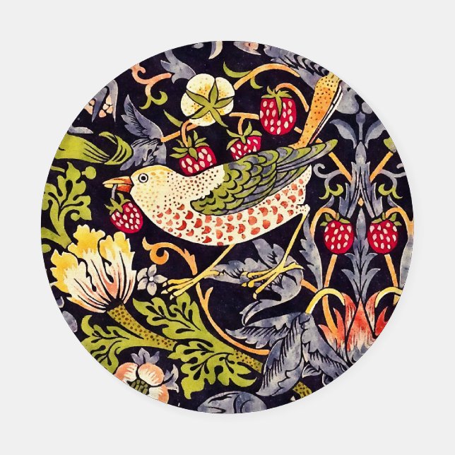 William Morris Strawberry Thief Floral Art Nouveau Coaster Set (Single)
