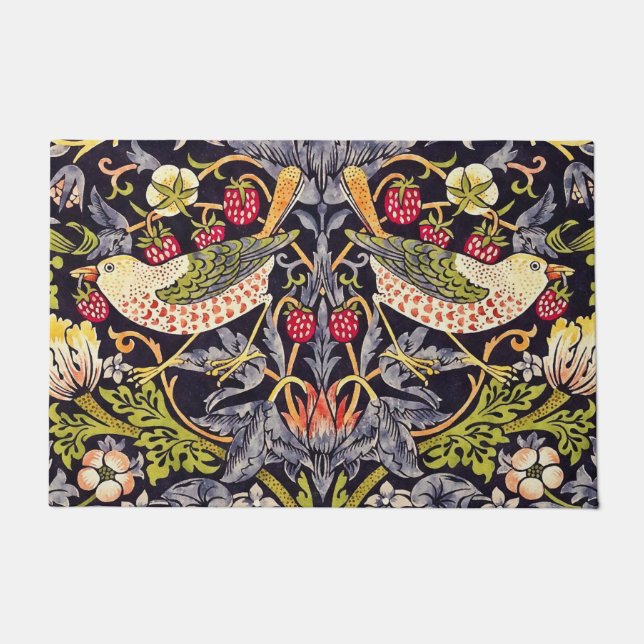 William Morris Strawberry Thief Floral Art Nouveau Doormat (Front)