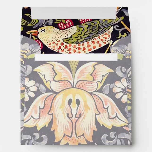 William Morris Strawberry Thief Floral Art Nouveau Envelope (Back (Bottom))