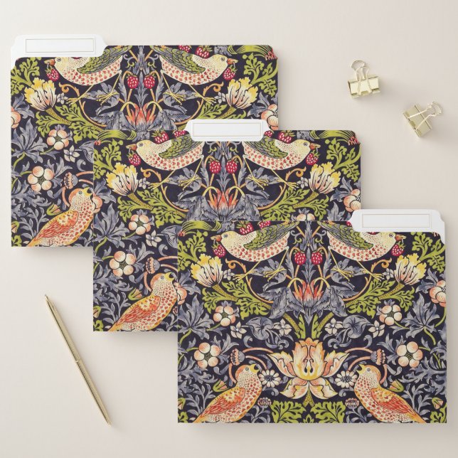 William Morris Strawberry Thief Floral Art Nouveau File Folder (Set)