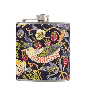 William Morris Strawberry Thief Floral Art Nouveau Flask