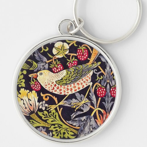 William Morris Strawberry Thief Floral Art Nouveau Keychain