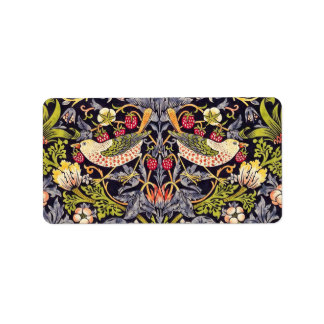 William Morris Strawberry Thief Floral Art Nouveau Label