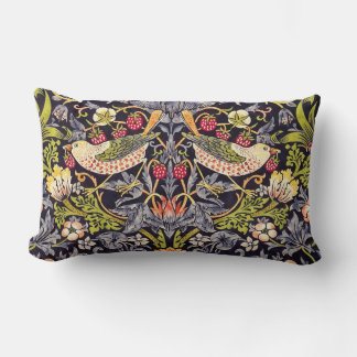 William Morris Strawberry Thief Floral Art Nouveau Lumbar Pillow