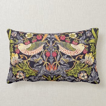 William Morris Strawberry Thief Floral Art Nouveau Lumbar Pillow by artfoxx at Zazzle