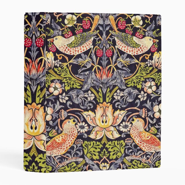 William Morris Strawberry Thief Floral Art Nouveau Mini Binder (Front/Spine)
