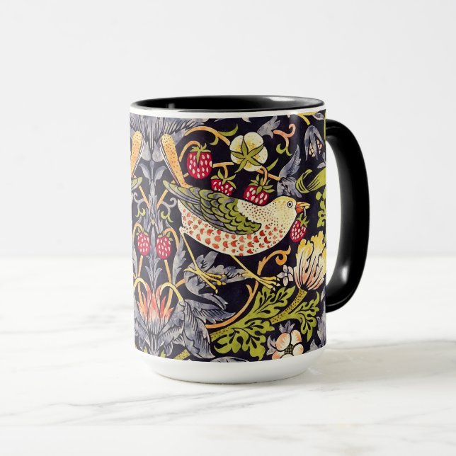 William Morris Strawberry Thief Floral Art Nouveau Mug (Front Right)