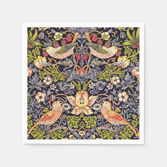 William Morris Strawberry Thief Floral Art Nouveau Napkins (Front)