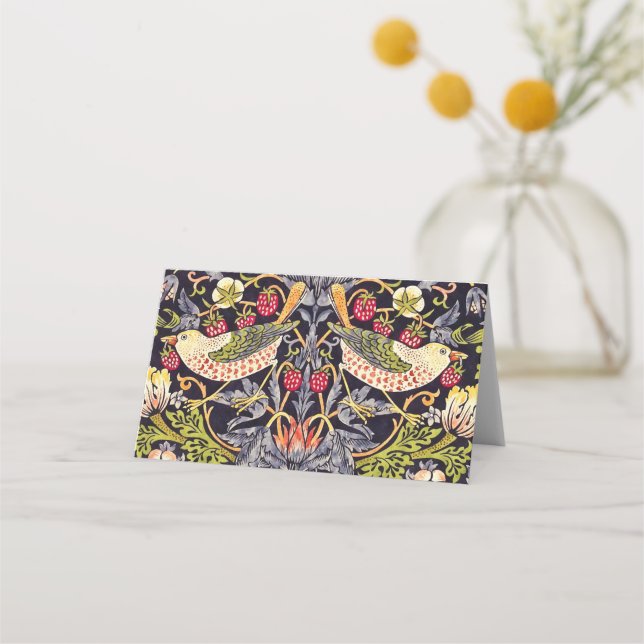 William Morris Strawberry Thief Floral Art Nouveau Place Card (Front)