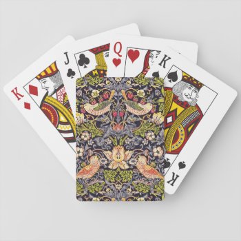 William Morris Strawberry Thief Floral Art Nouveau Playing Cards by artfoxx at Zazzle
