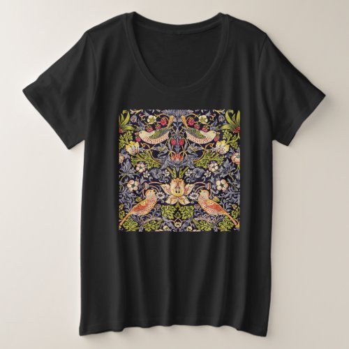 William Morris Strawberry Thief Floral Art Nouveau Plus Size T_Shirt