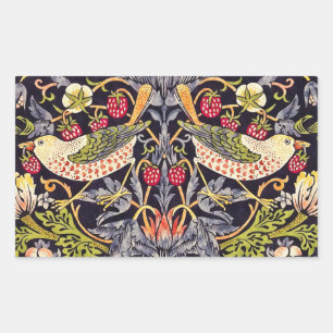 William Morris Strawberry Thief Floral Art Nouveau Rectangular Sticker