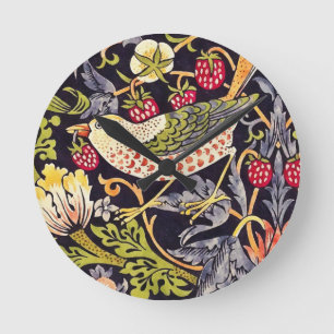 William Morris Strawberry Thief Floral Art Nouveau Round Clock