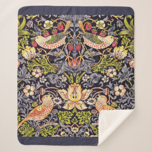William Morris Strawberry Thief Floral Art Nouveau Sherpa Blanket