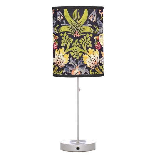 William Morris Strawberry Thief Floral Art Nouveau Table Lamp (Back)