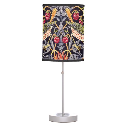 William Morris Strawberry Thief Floral Art Nouveau Table Lamp (Front)
