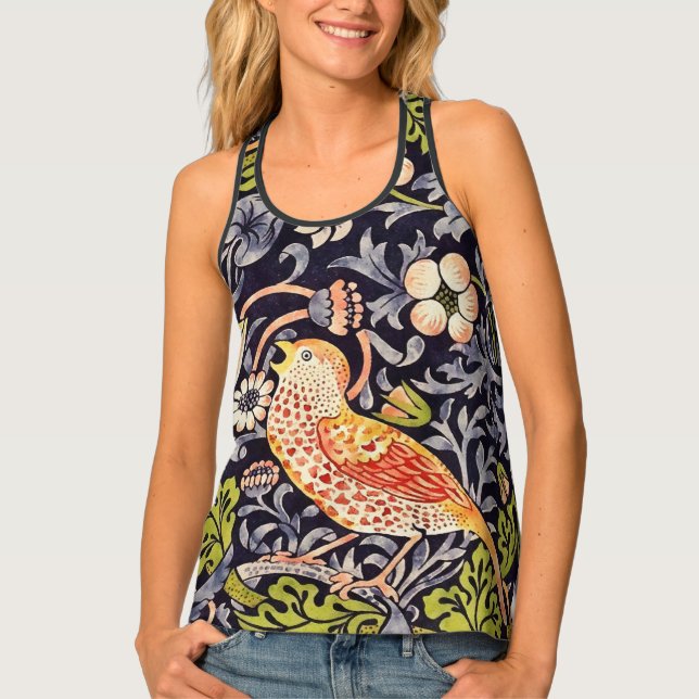 William Morris Strawberry Thief Floral Art Nouveau Tank Top (Front)