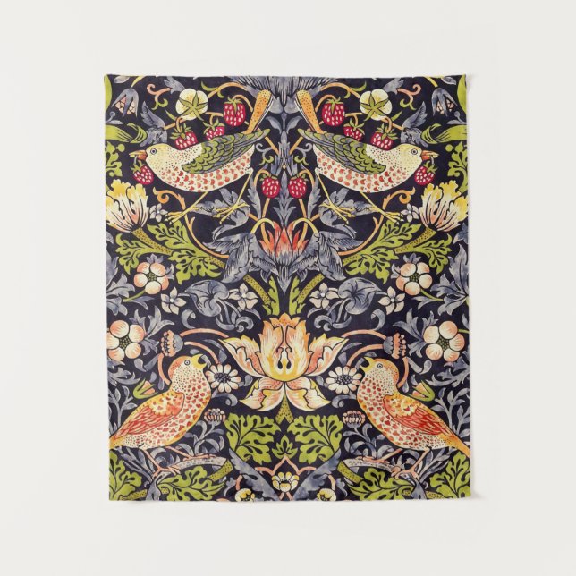 William Morris Strawberry Thief Floral Art Nouveau Tapestry (Front)