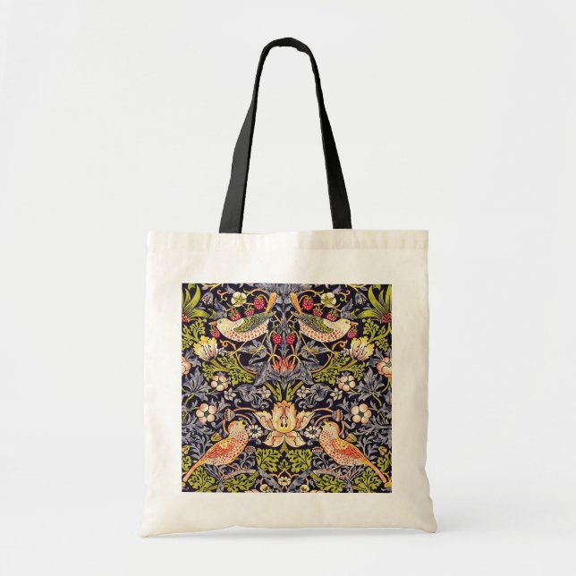 William Morris Strawberry Thief Floral Art Nouveau Tote Bag (Front)