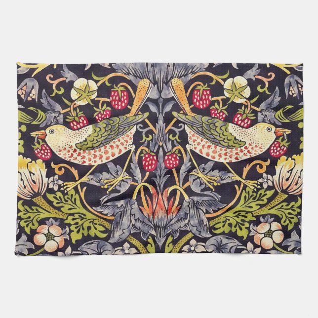 William Morris Strawberry Thief Floral Art Nouveau Towel (Horizontal)