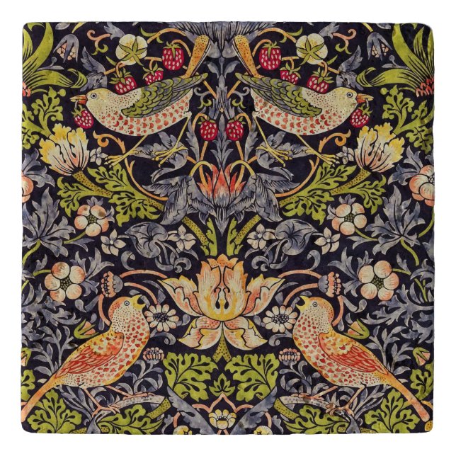 William Morris Strawberry Thief Floral Art Nouveau Trivet (Front)