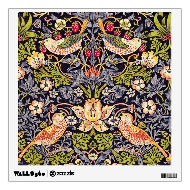 William Morris Strawberry Thief Floral Art Nouveau Wall Sticker (Front)